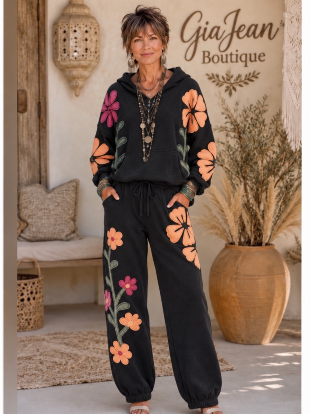 ❤️ LOV LOV  “ BETTY “ LOV LOV FLOWER PATCHWORK JOGGERS